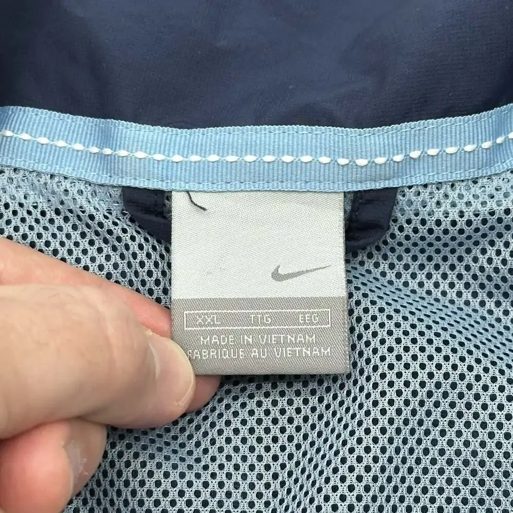 Vintage Y2K Gray Tag Nike Size XXL Blue Mesh Lined Zip Track Jacket Windbreaker